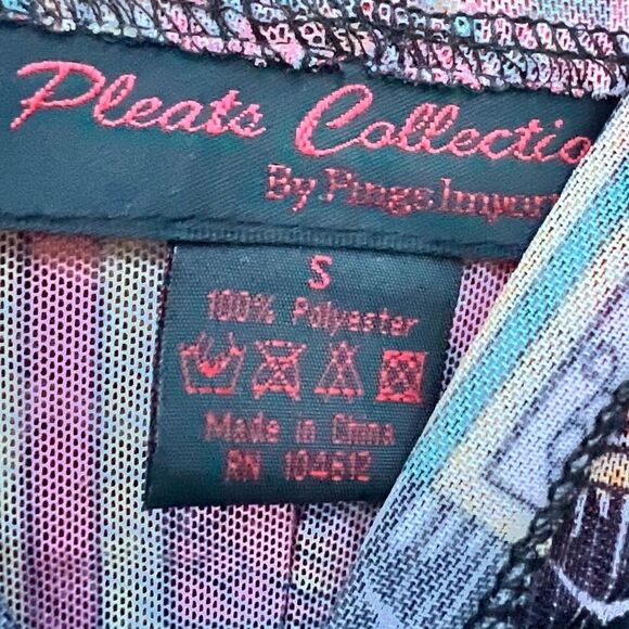 Pings Imports Pleats Collection Multicolor Sheer Y2K Zip Up Hooded Shirt Size S - Picture 4 of 11